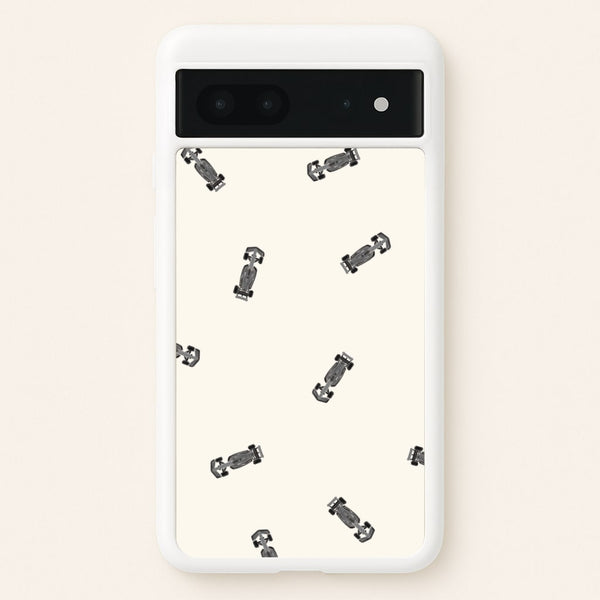 Race Cars Pattern Off White Google Pixel 7 Case