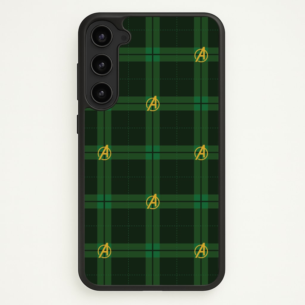 Superhero Team Green Tartan Pattern Galaxy S23 Plus Case