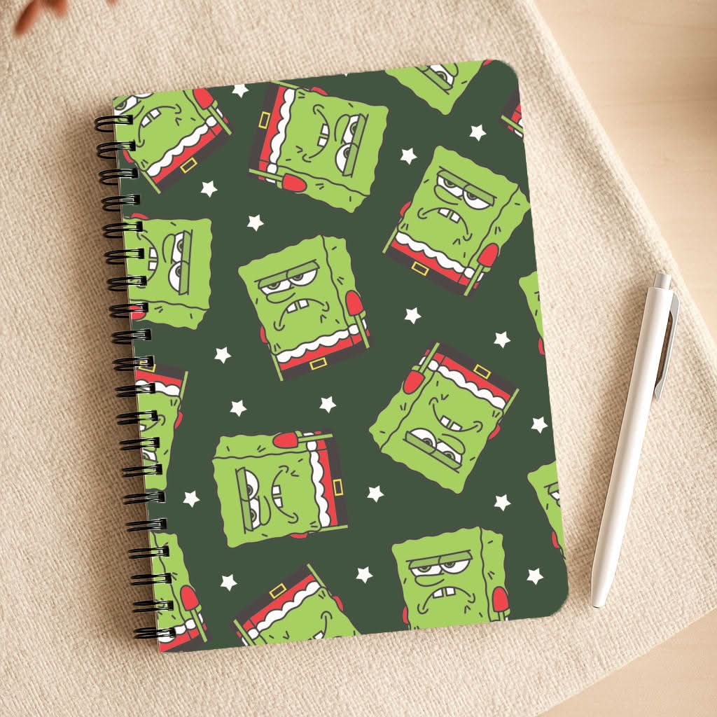 Grumpy Christmas Cartoon Sponge Pattern Notepad