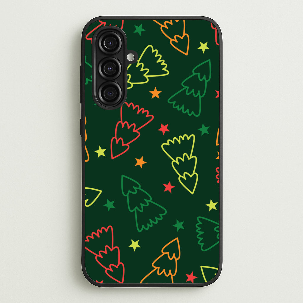 Colourful Christmas Tree Outlines Pattern Galaxy A16 Case