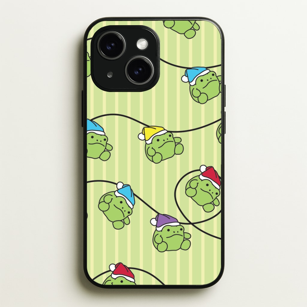 Christmas Frog Plush Fairylights Pattern iPhone 14 Case