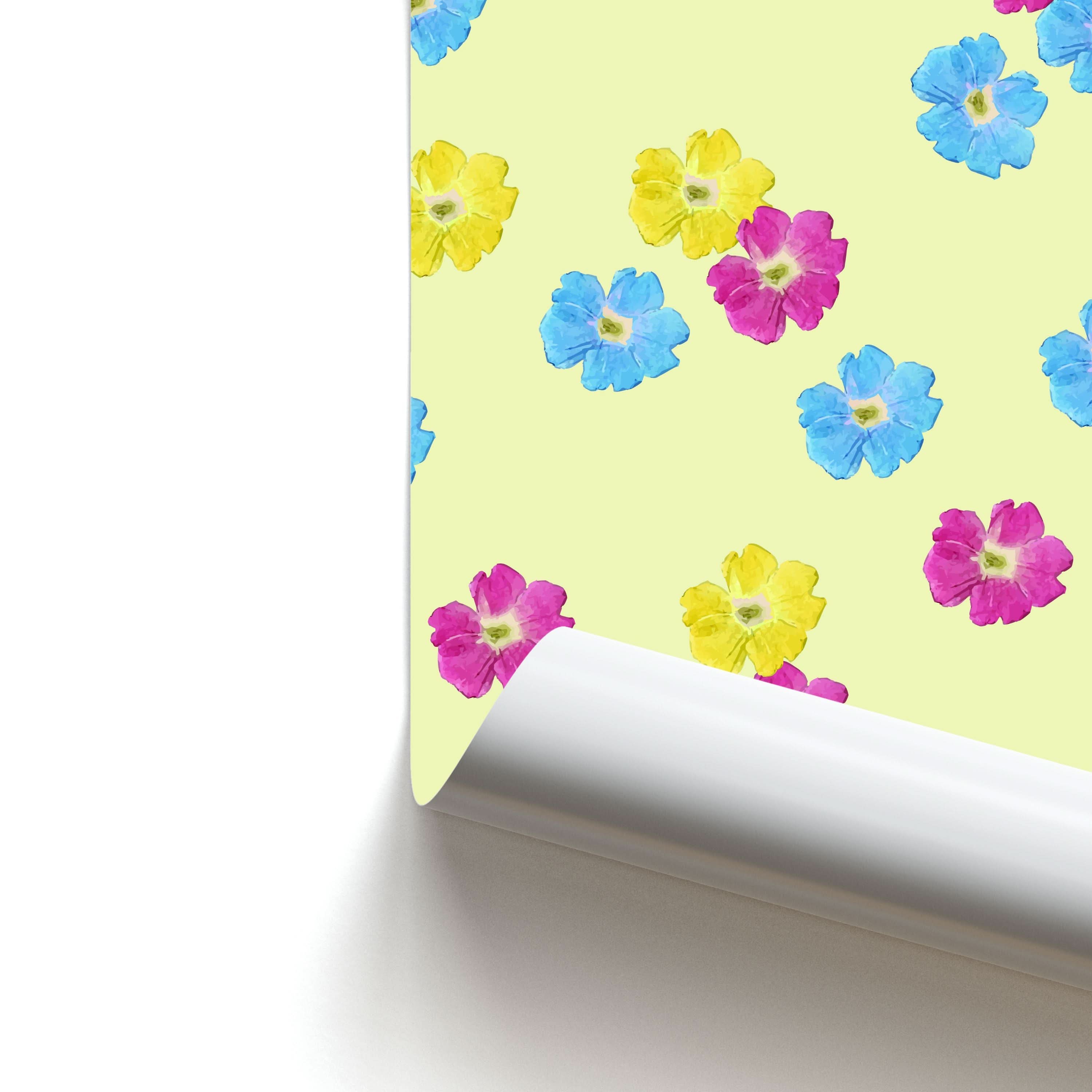Pastel Pressed Flowers Pattern Poster