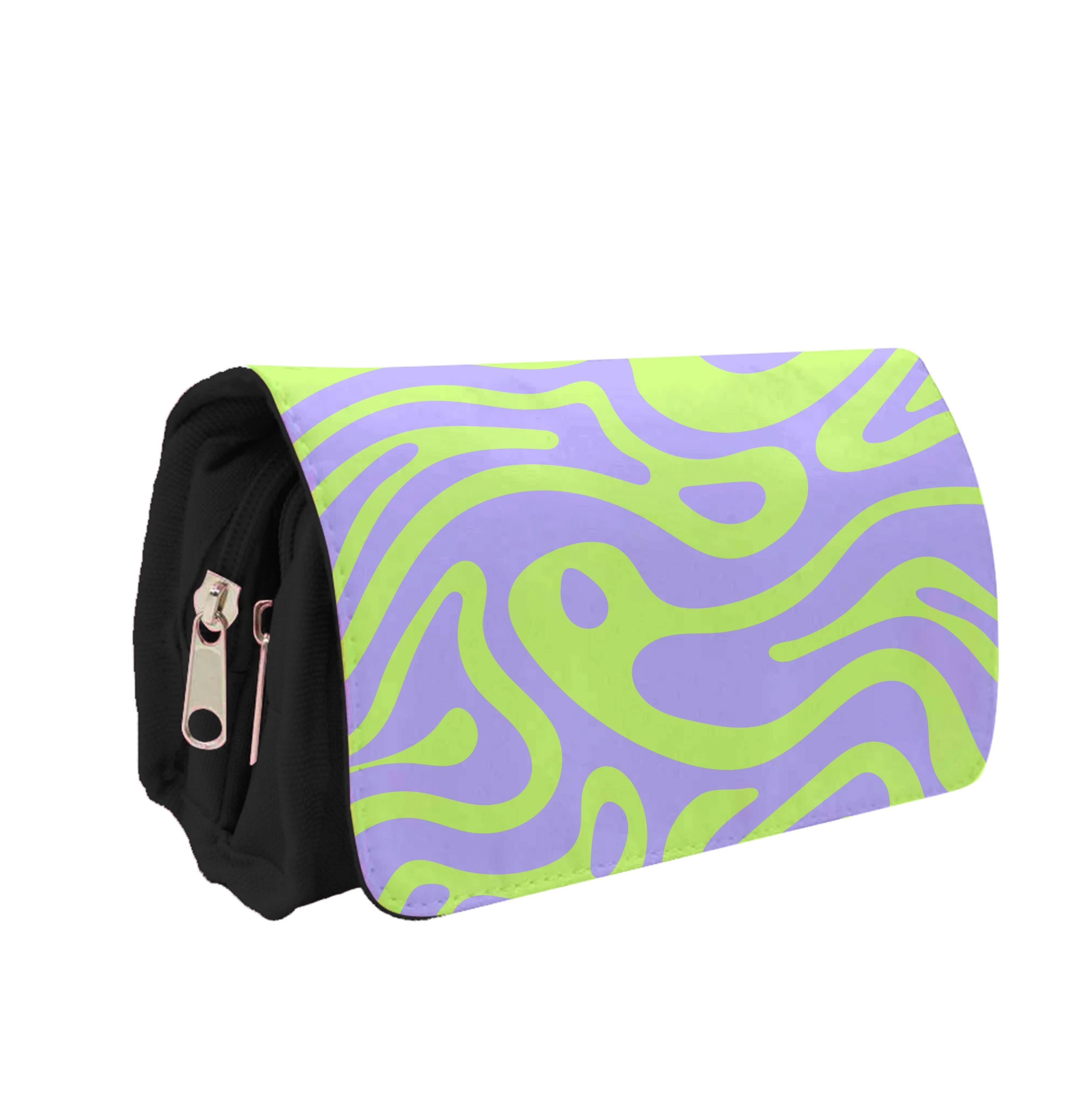 Green And Purple Waves Pattern Pencil Case