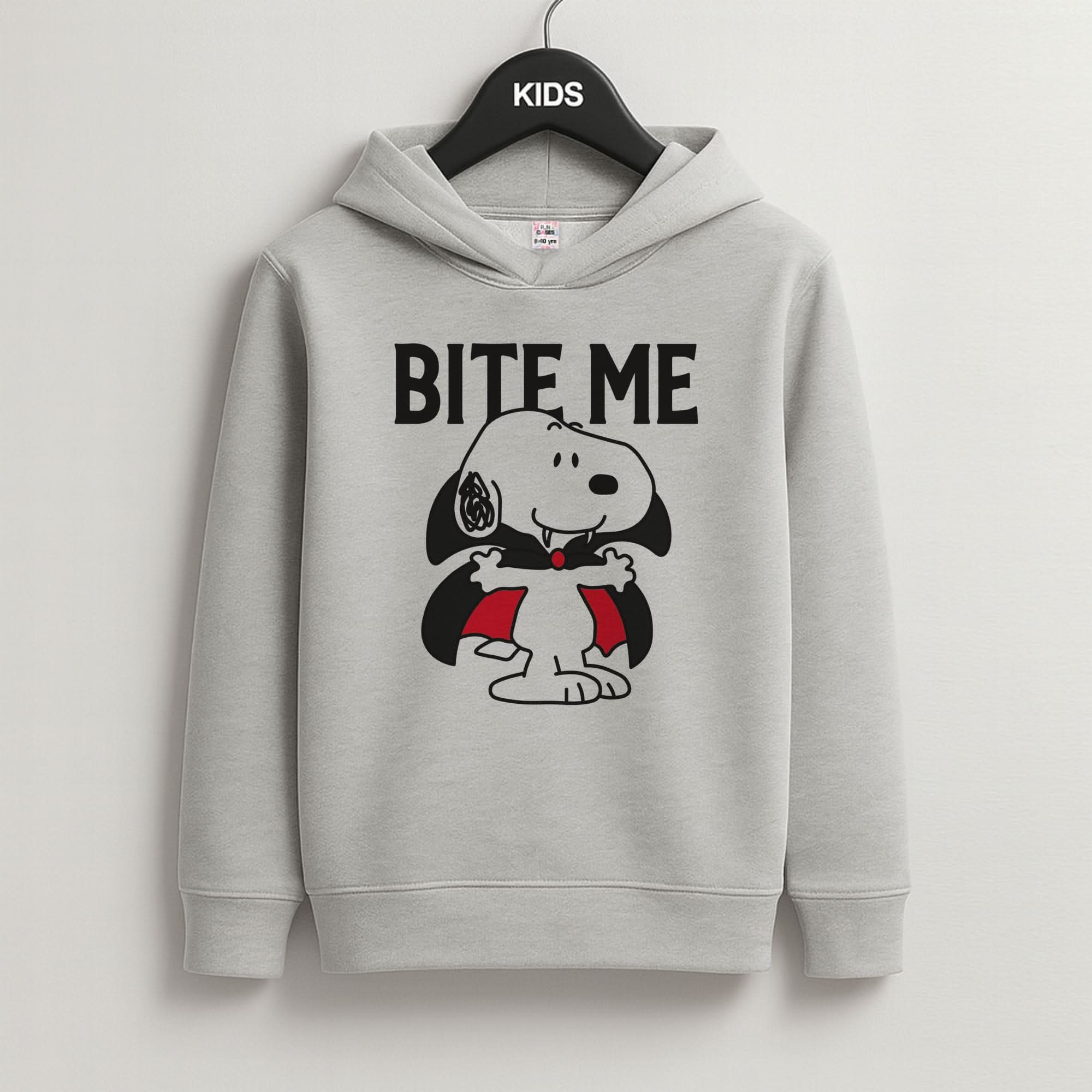 Bite Me Cartoon Beagle Grey Kids Hoodie