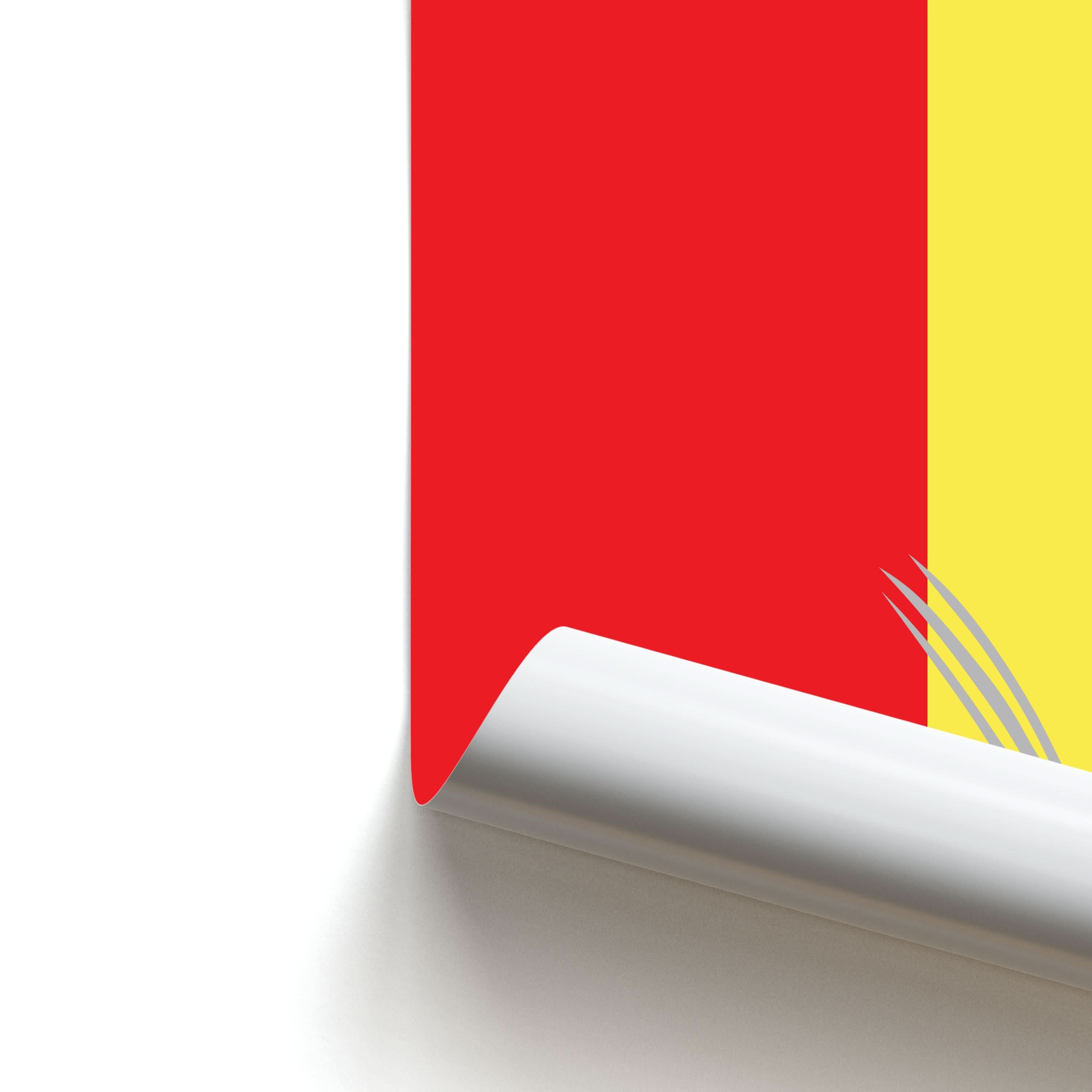 Red And Yellow Heroes Love Heart Poster