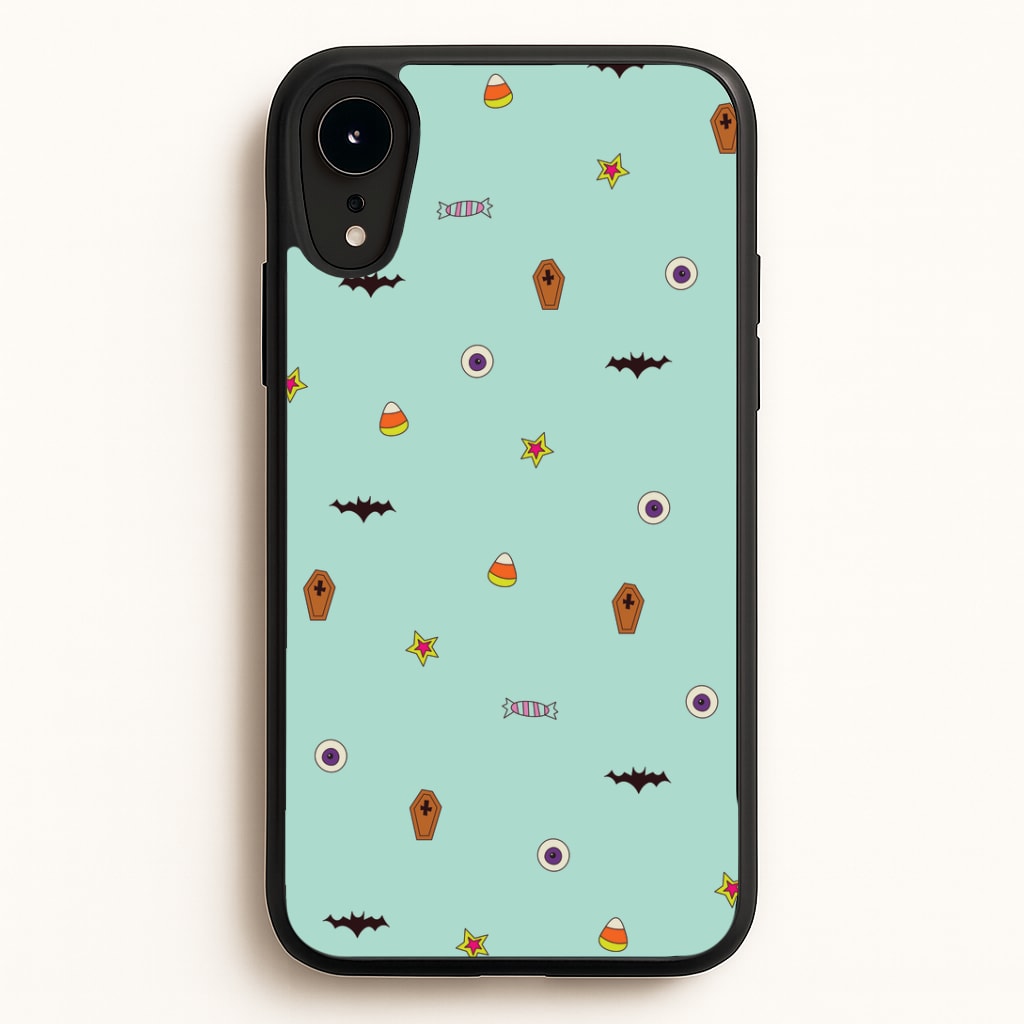 Minature Halloween Cartoons Pattern iPhone XR Case