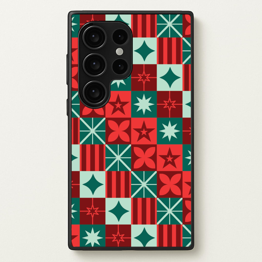 Geometric Square Christmas Pattern Galaxy S24 Ultra Case