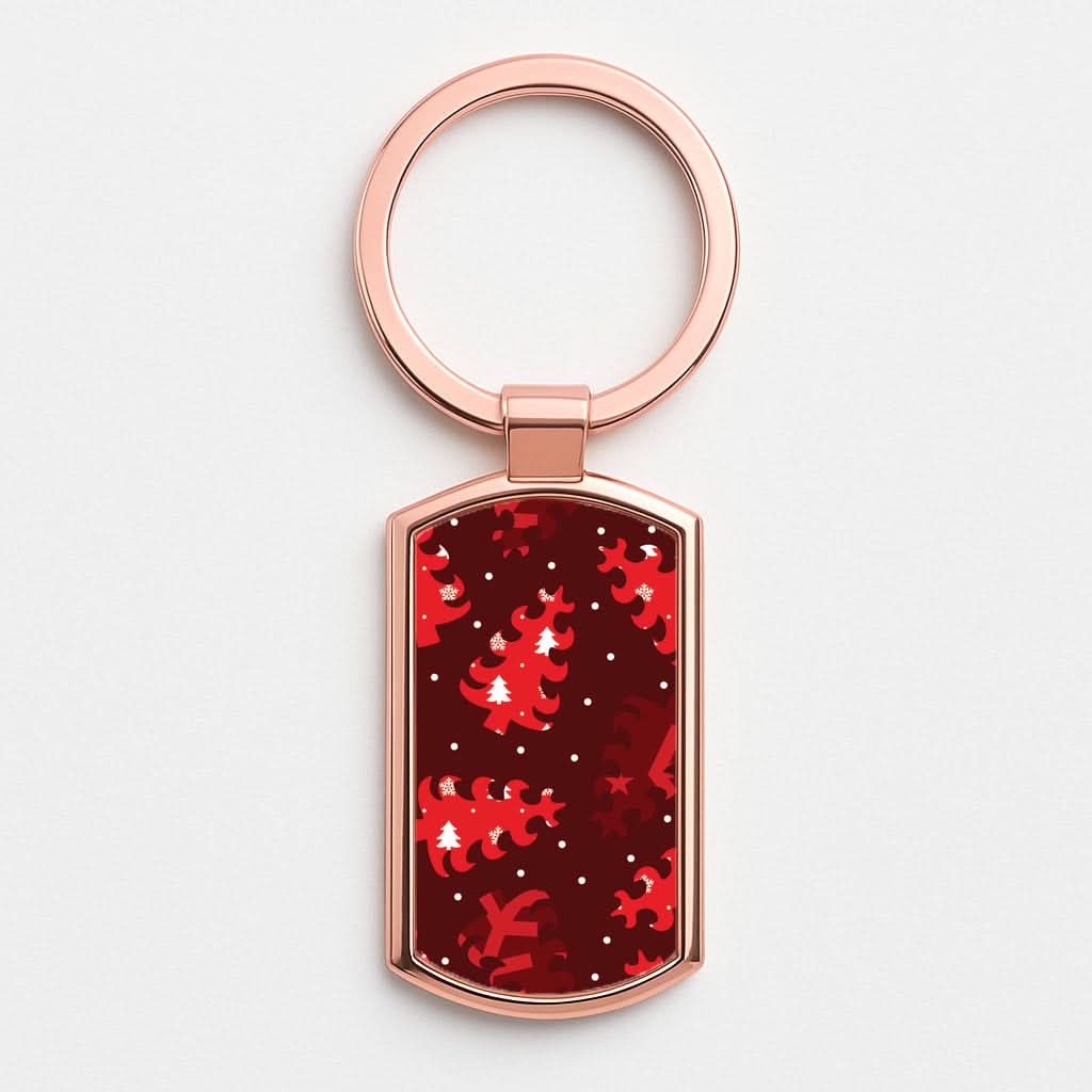 Wrapping Paper Christmas Tree Pattern Rose Gold Keyring