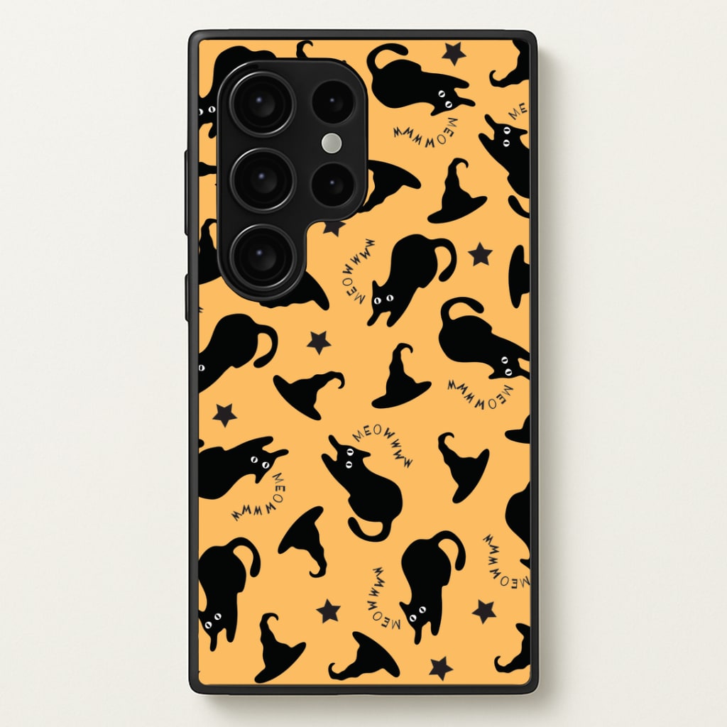 Black Cat And Hats Pattern Galaxy S24 Ultra Case
