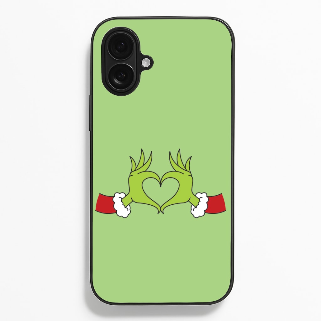 Christmas Green Heart iPhone 16 Plus Case