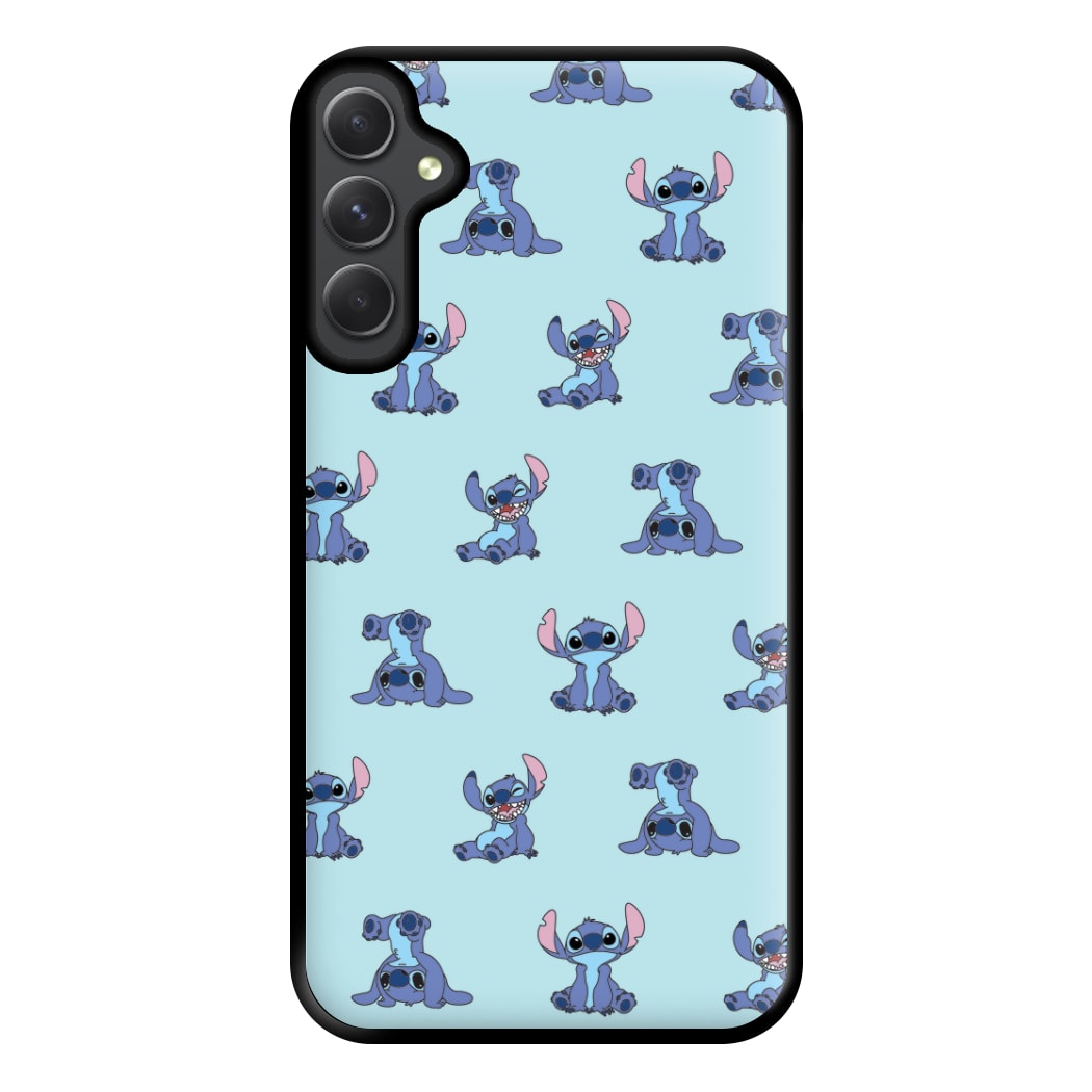Cute Blue Alien Pose Pattern Galaxy A54 Case