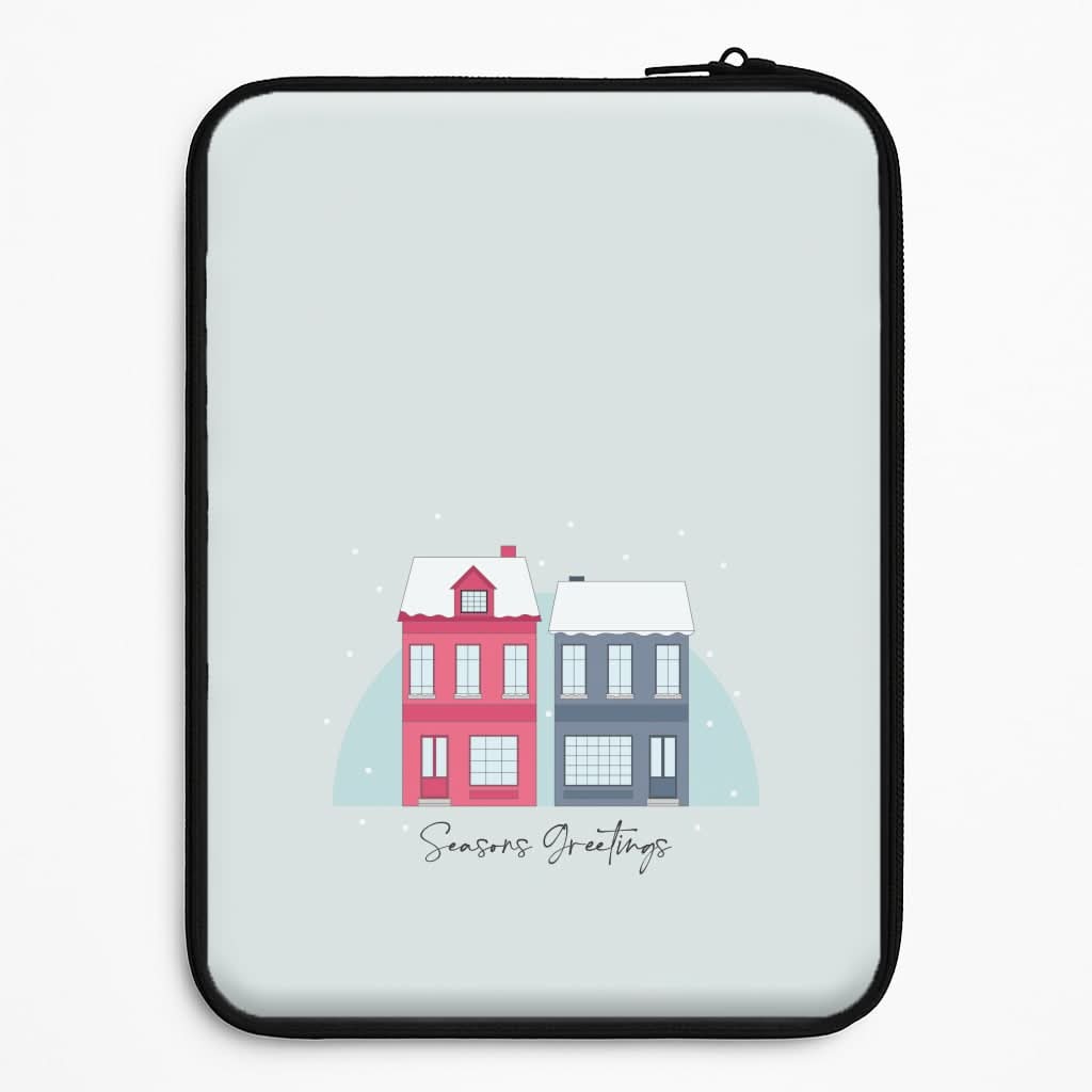 Seasons Greetings Winter Townhouses Laptop Sleeve