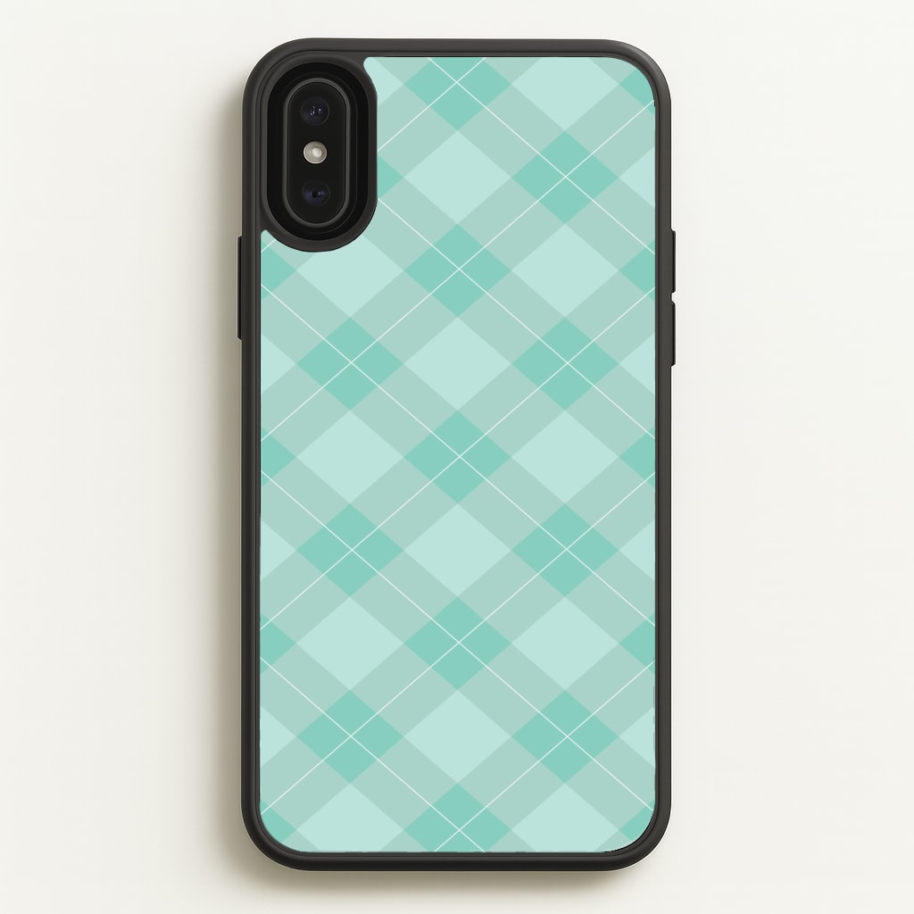 Light Cyan Tartan Christmas Pattern iPhone XS Max Case