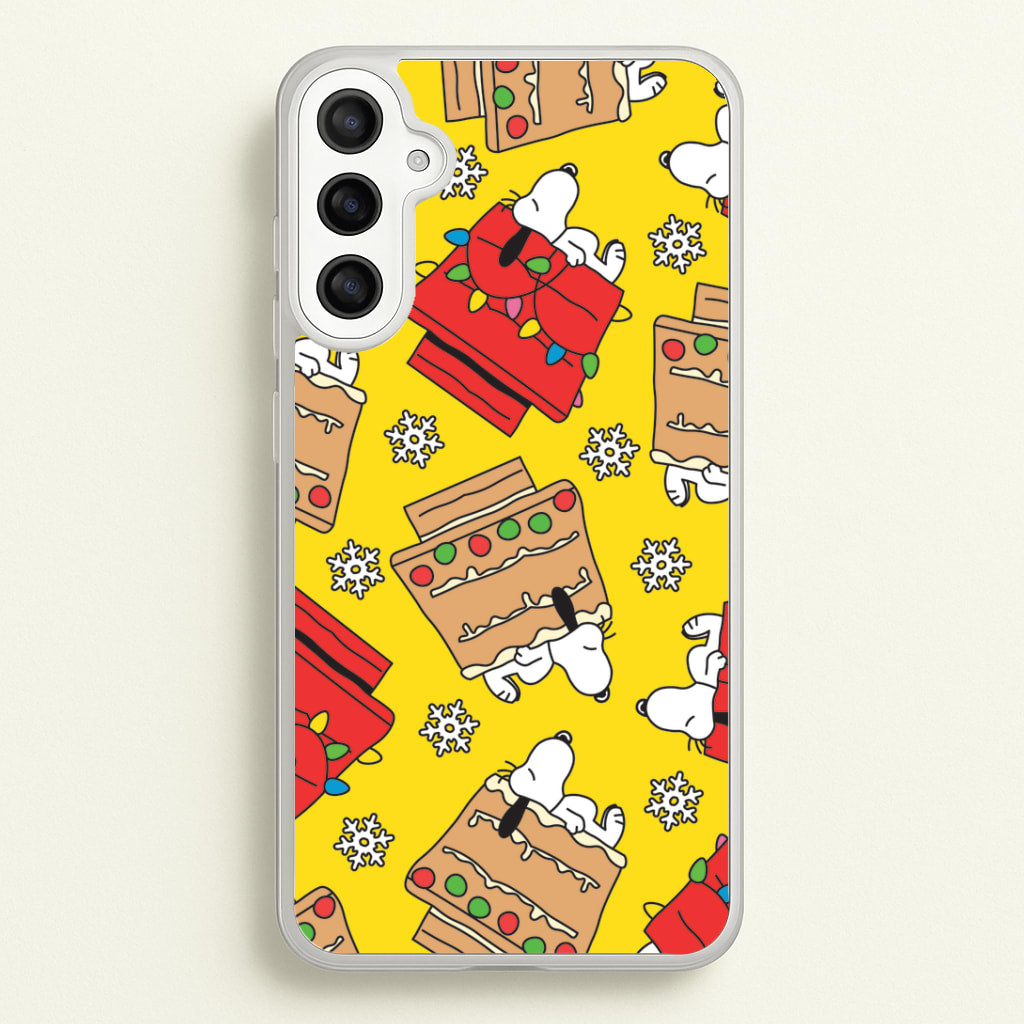 Cartoon Beagle Fairylights And Gingerbead Pattern Galaxy A34 Case