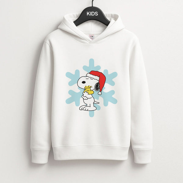 Christmas Cartoon Beagle And Bird Kids Hoodie