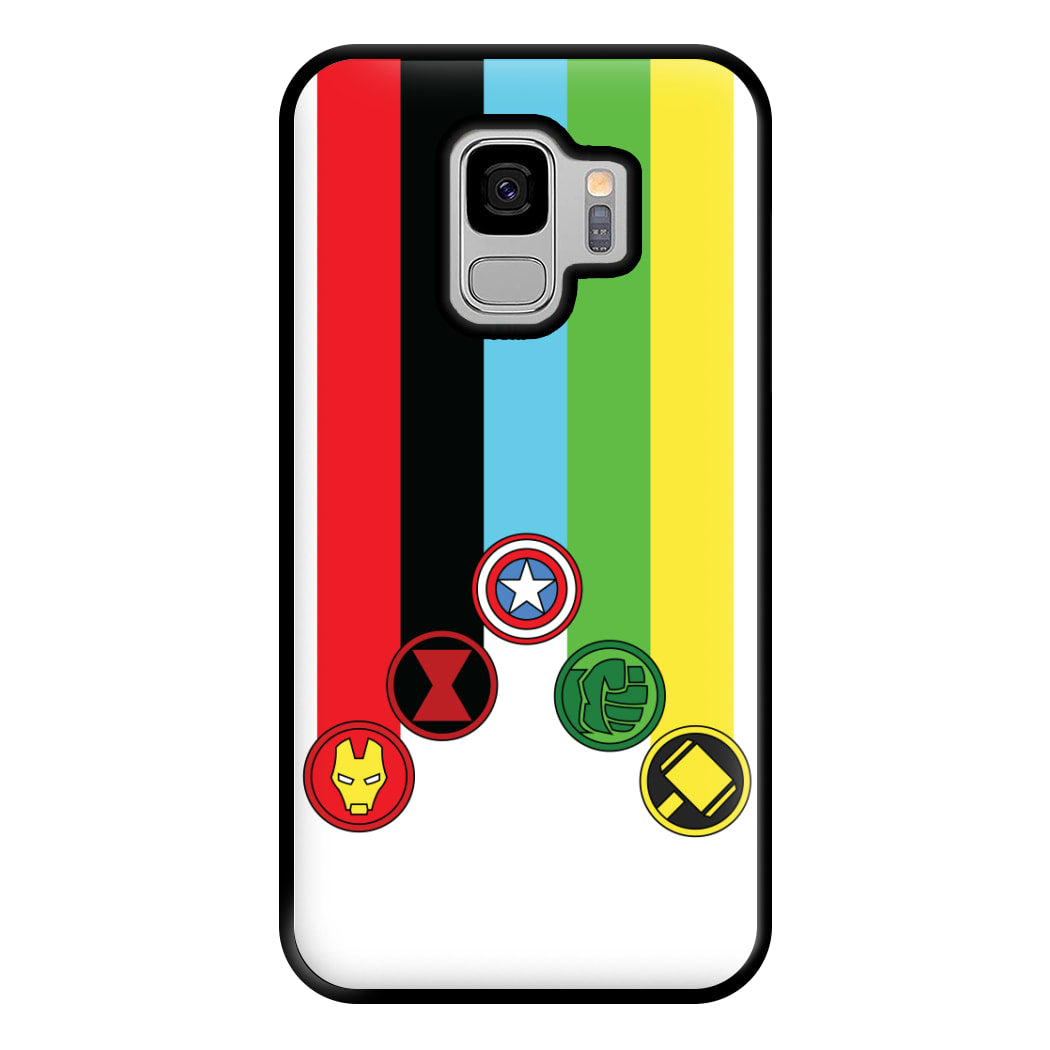 Superhero Team Colourful Symbols Galaxy S9 Case