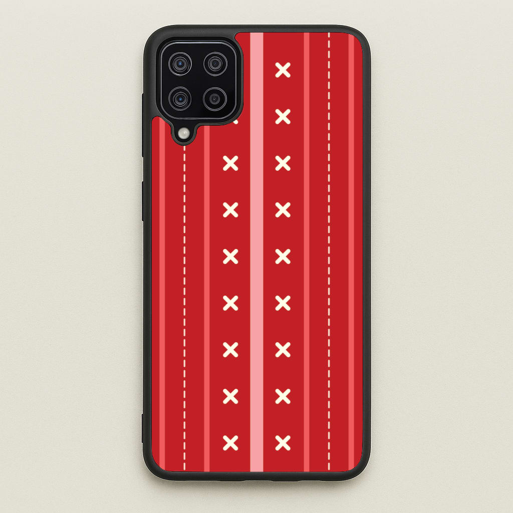 Stripes And Stitches Red Christmas Pattern Galaxy A12 Case