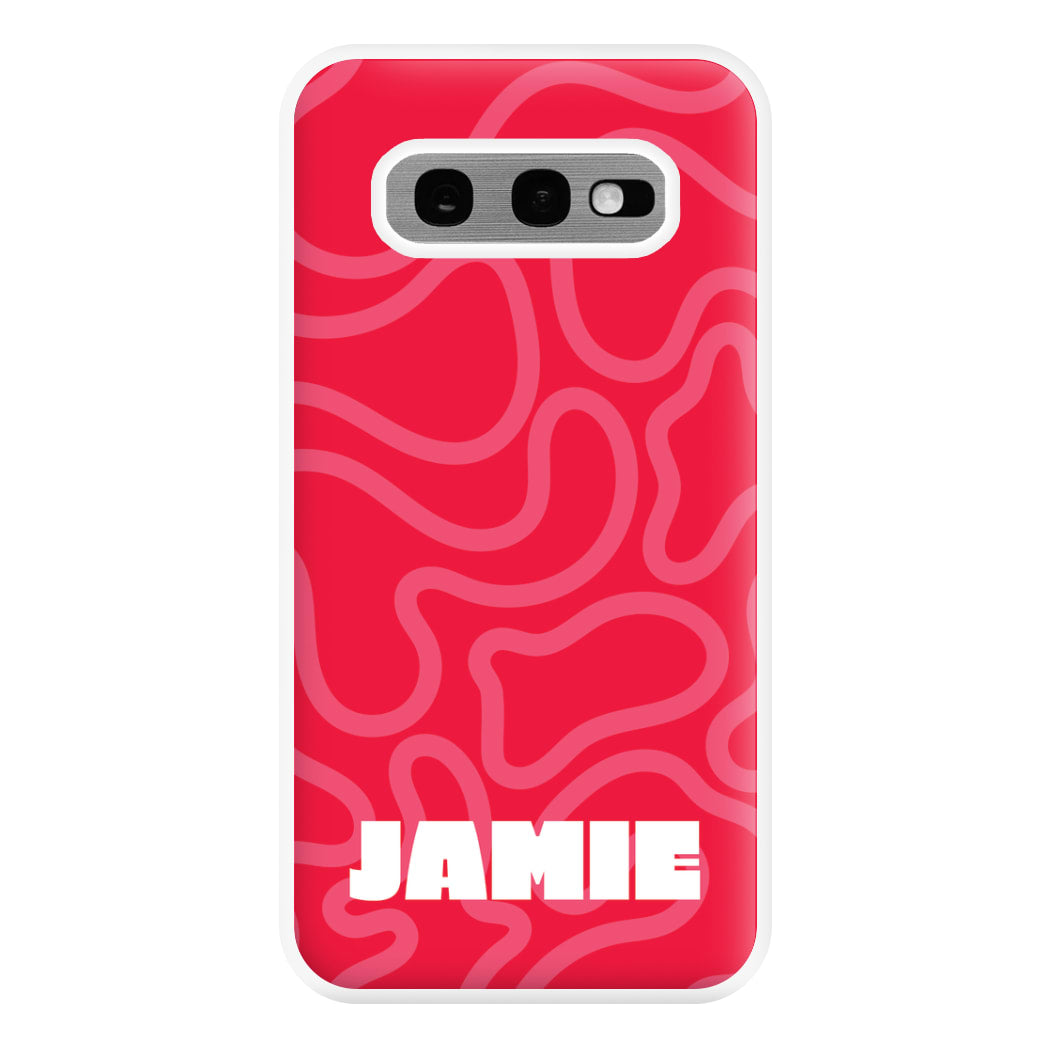 Red And Pink Squiggles Personalised Name Galaxy S10e Case