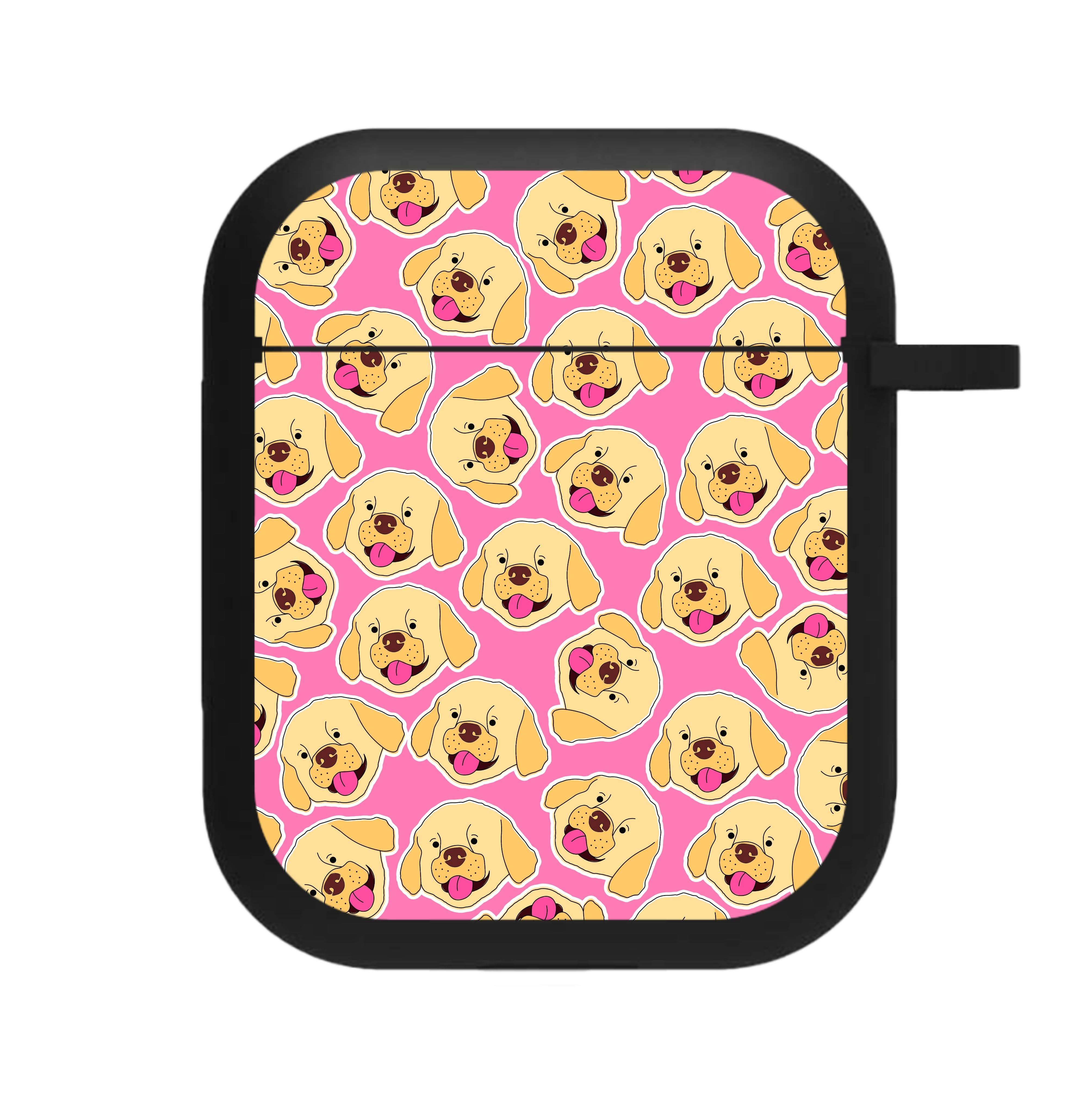 Pink Golden Retriever Sticker Pattern AirPods Case