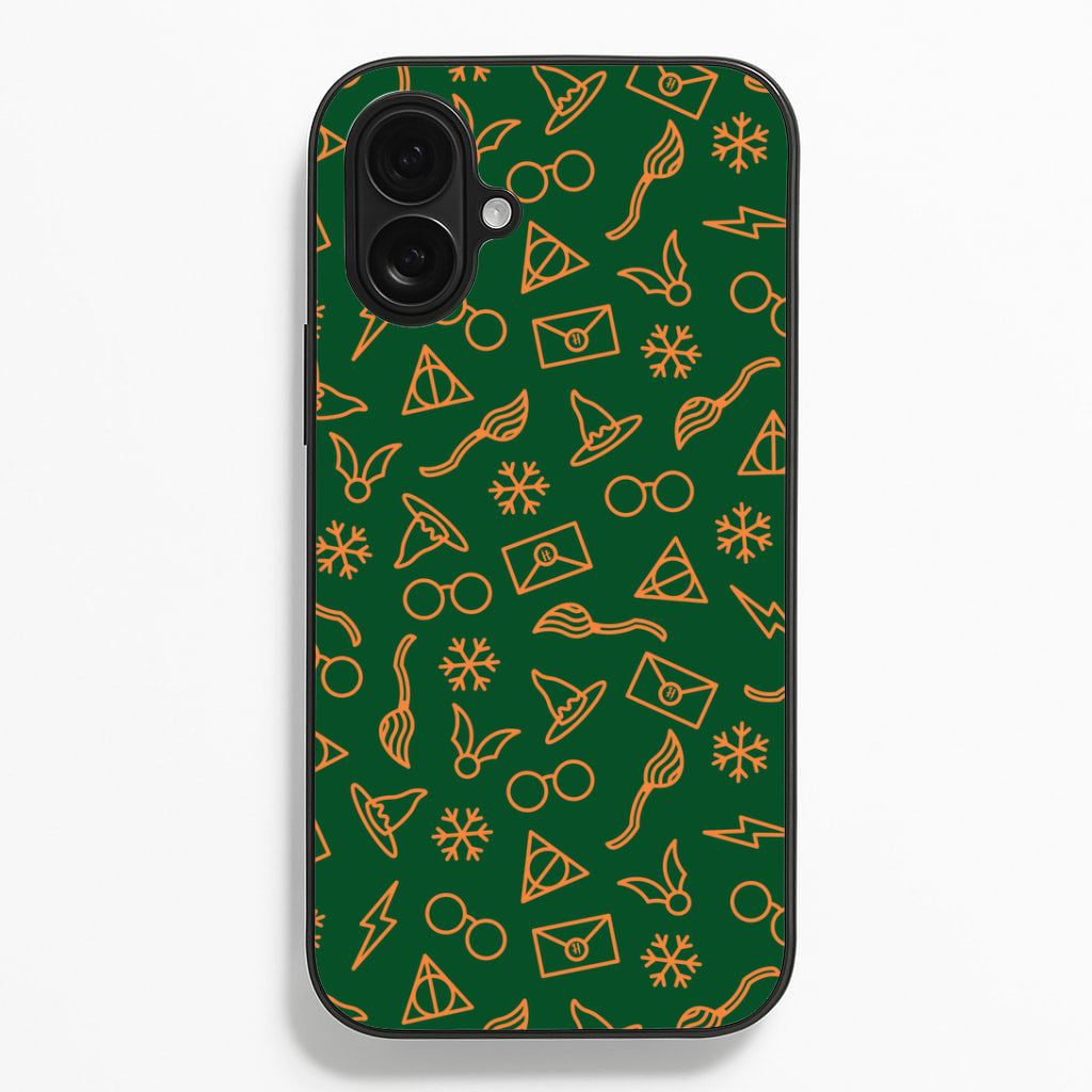 Christmas Wizard Icons Pattern iPhone 16 Plus Case