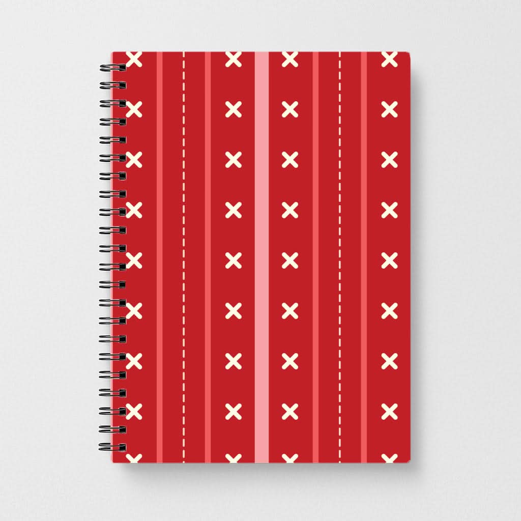 Stripes And Stitches Red Christmas Pattern Notebook