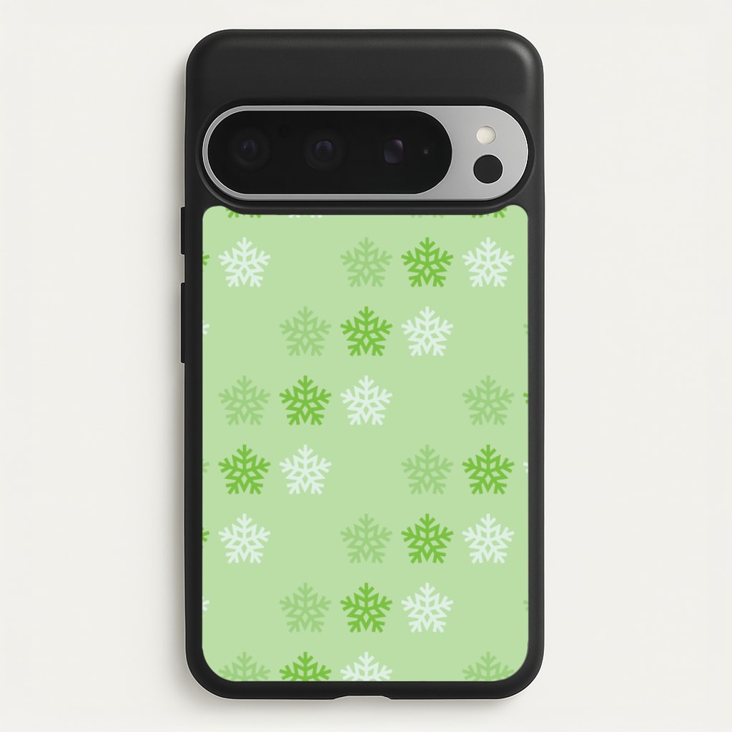 Green Slowflakes Christmas Pattern Google Pixel 9 Pro XL Case