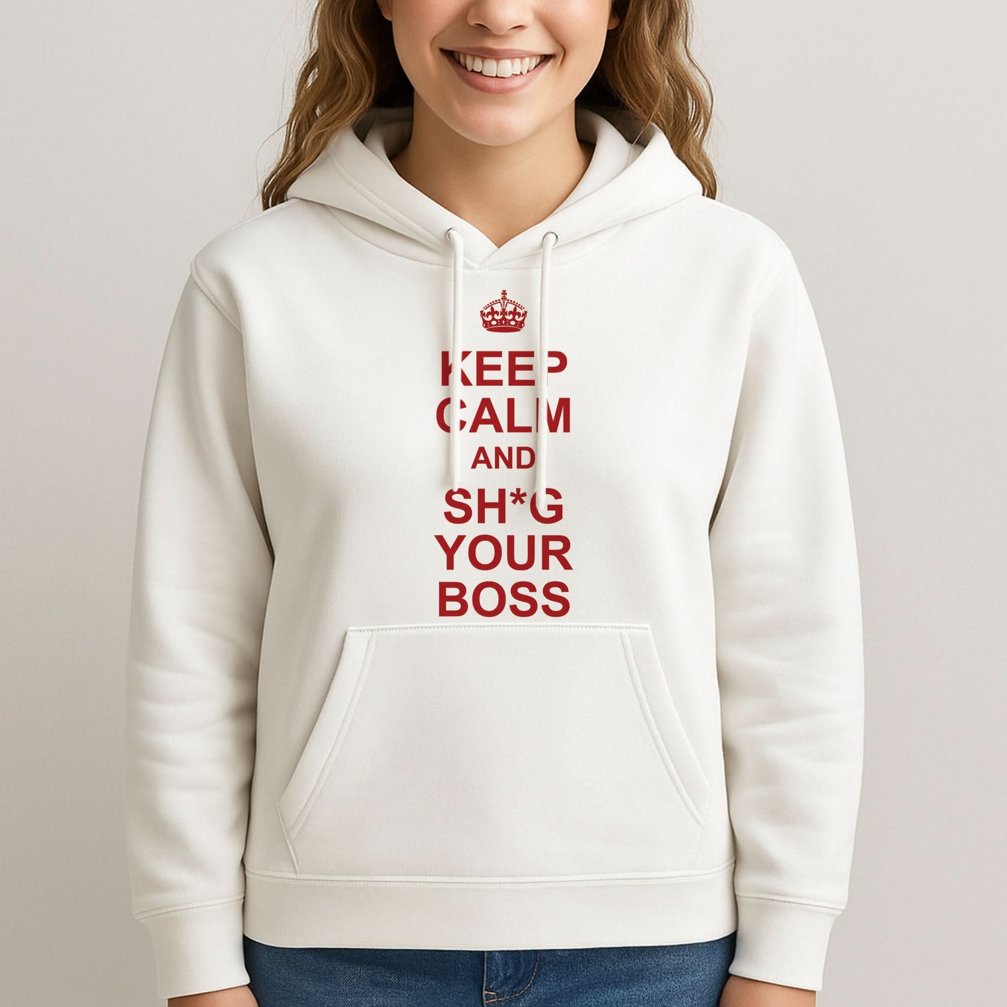 Keep Calm With Your Boss Womans Hooded Sweatshirt