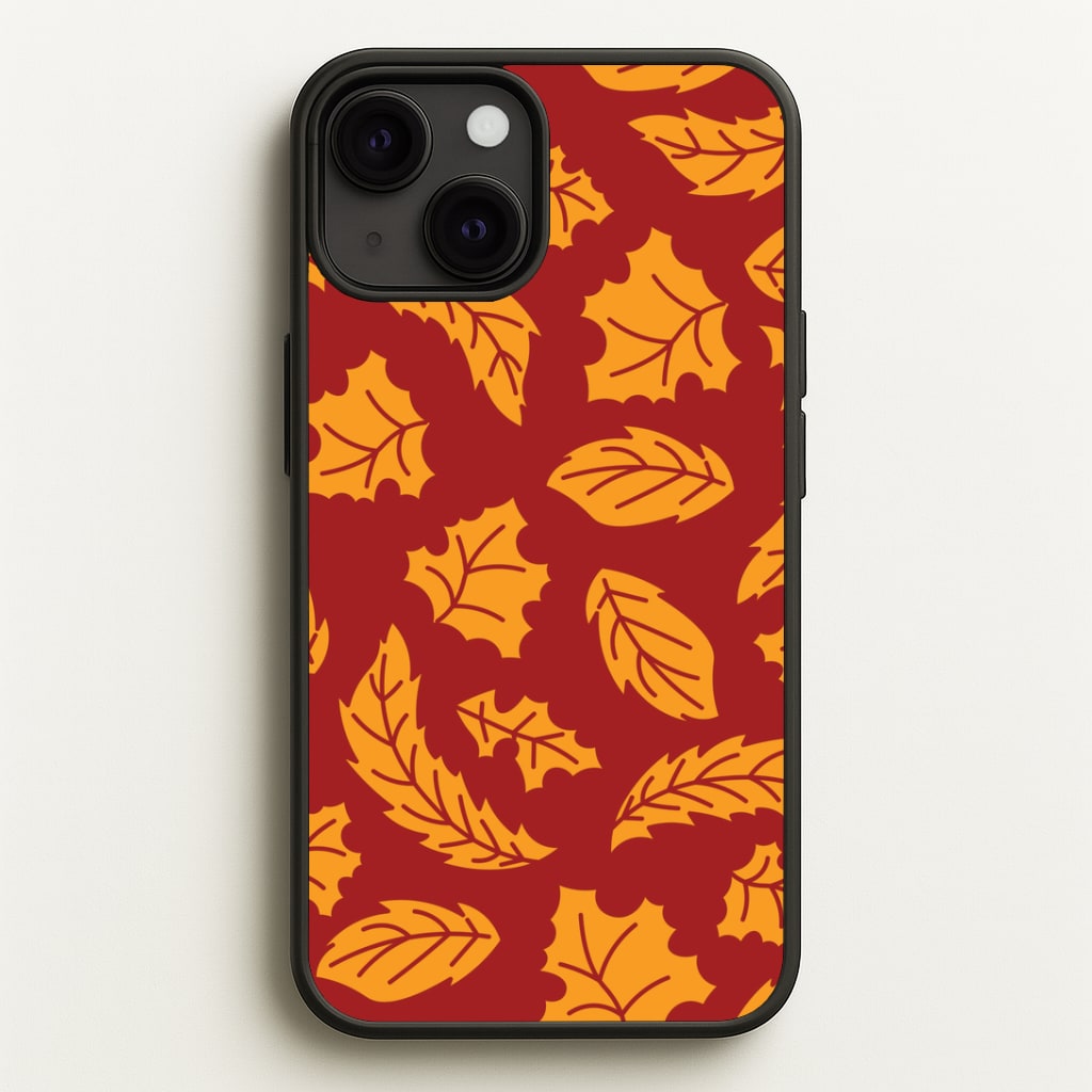 Orange Leaves Pattern iPhone 13 Mini Case