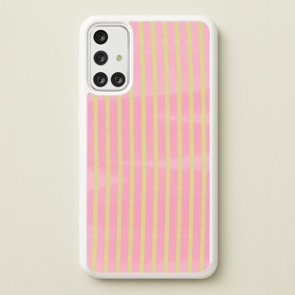 Pink Meadow Stripes Galaxy A71 Case