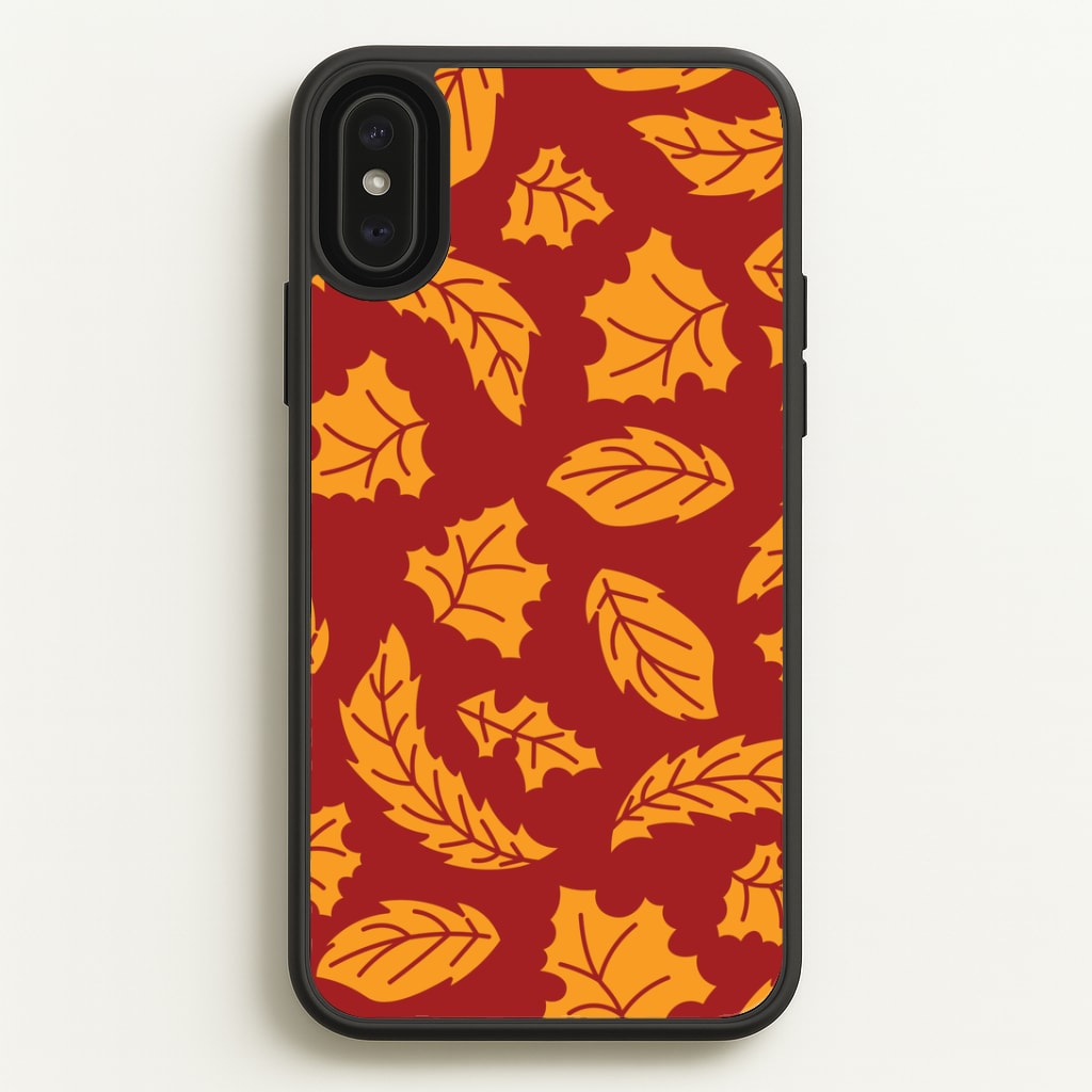 Orange Leaves Pattern iPhone XS Max Case