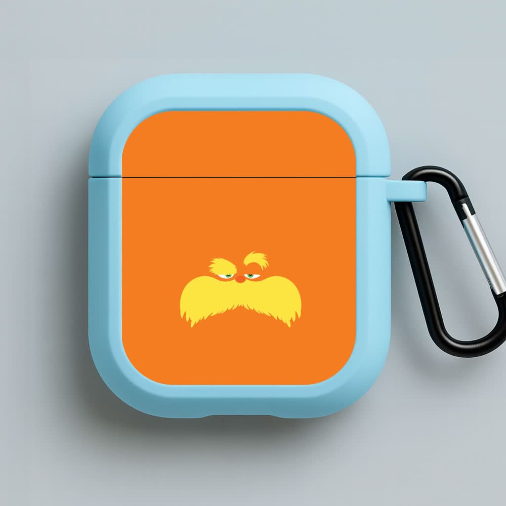 Orange Tree Creature Face Blue AirPods Case