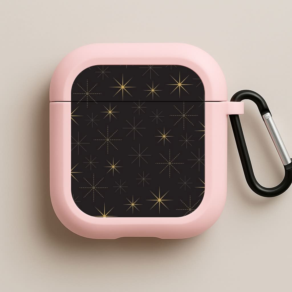 Christmas Gold Stars Pattern Pink AirPods Case