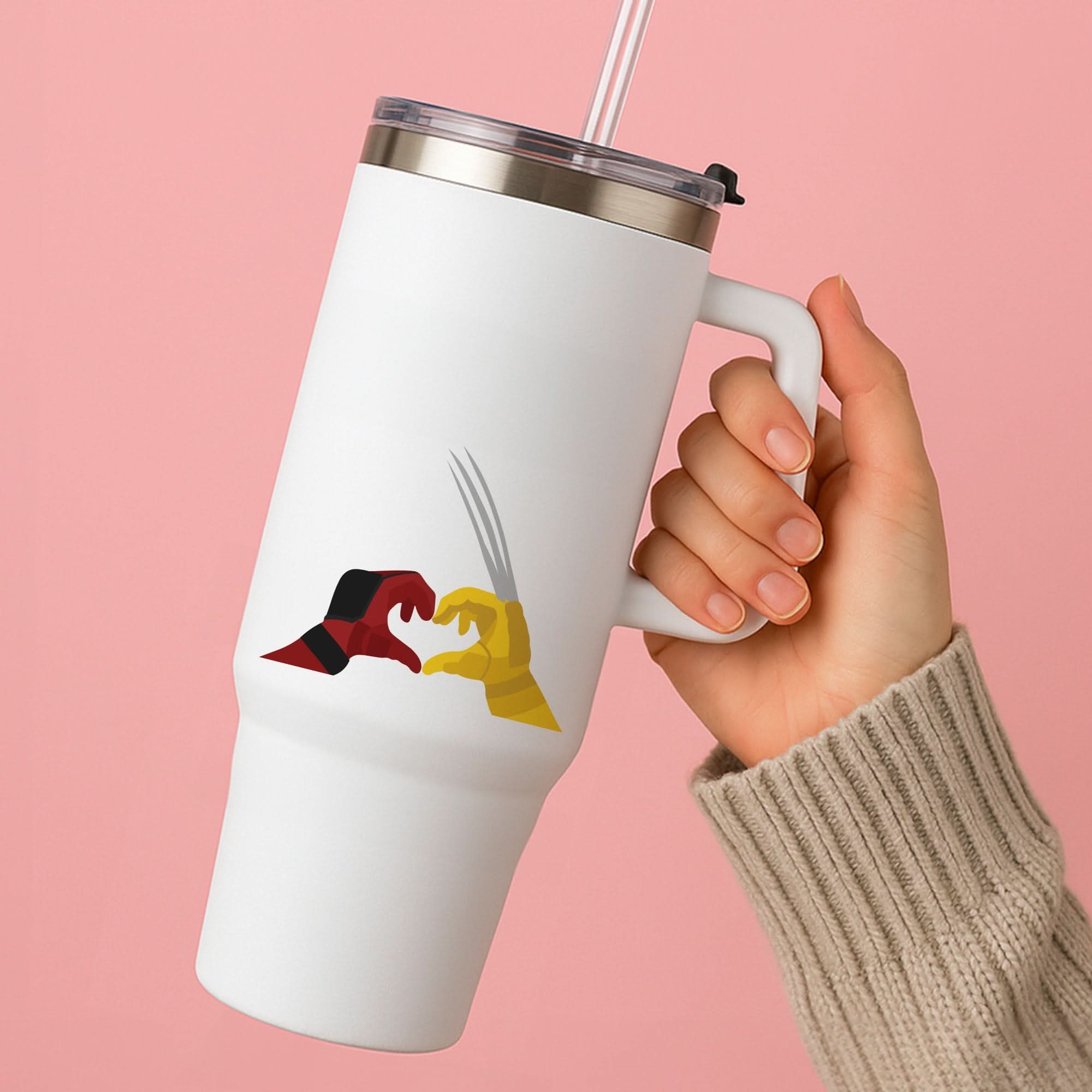Red And Yellow Heroes Love Heart Tumbler