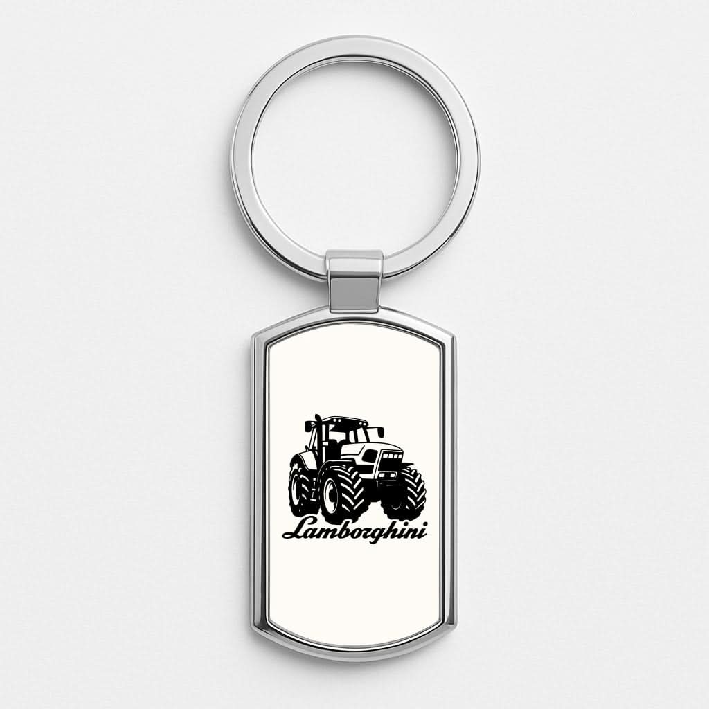 Lambo Tractor Silver Metal Keyring