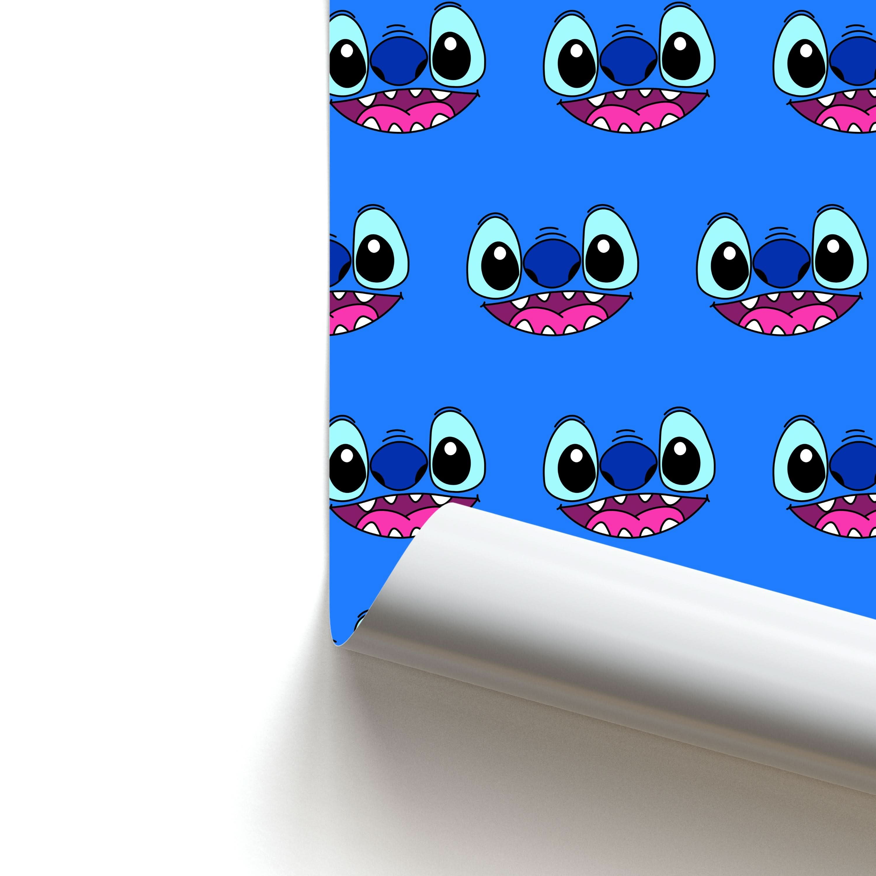 Blue Alien Face Pattern Poster