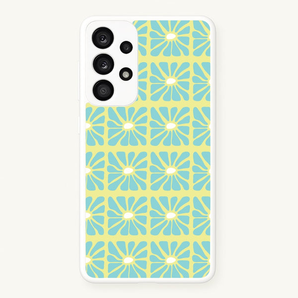 Square Abstract Flowers Blue Galaxy A53 Case