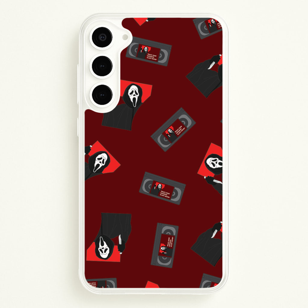 VHS & Ghostface Pattern Galaxy S23 Case
