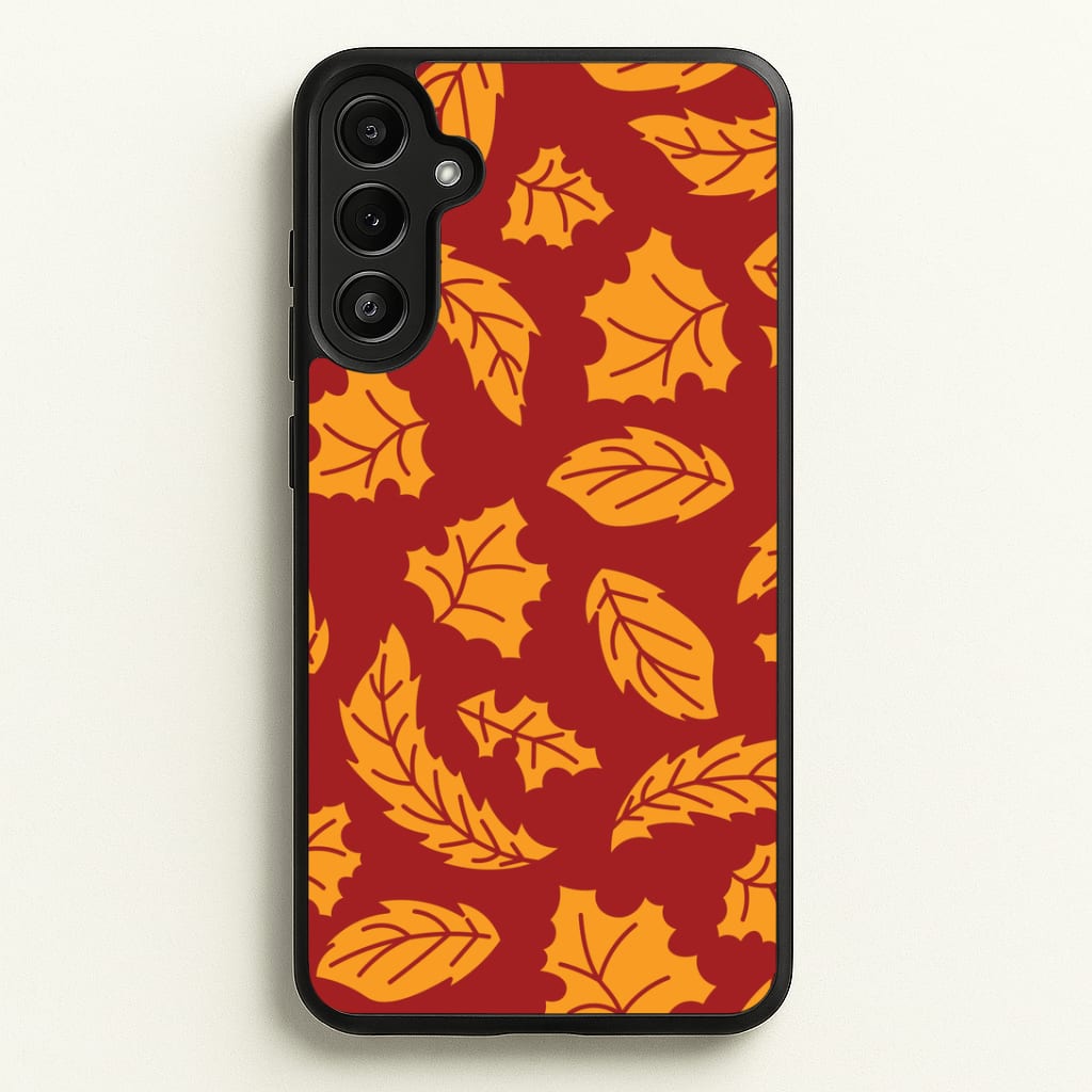 Orange Leaves Pattern Galaxy A36 Case