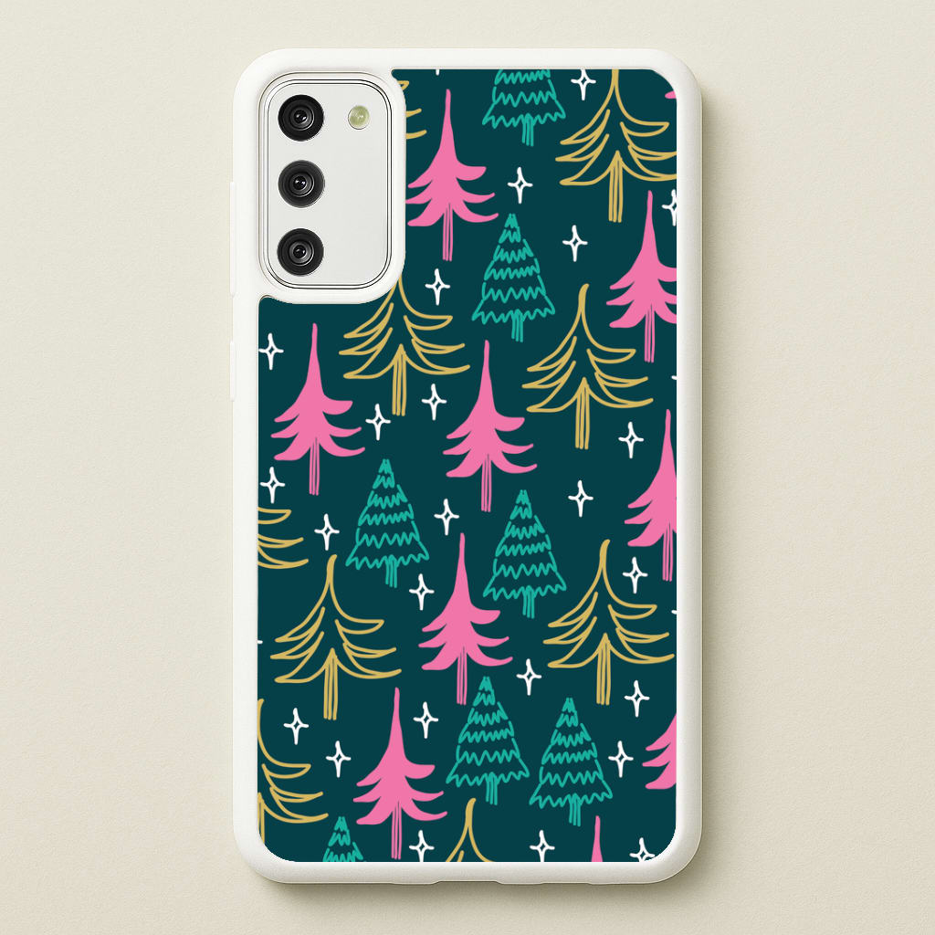 Colourful Sketched Christmas Trees Pattern Galaxy A41 Case