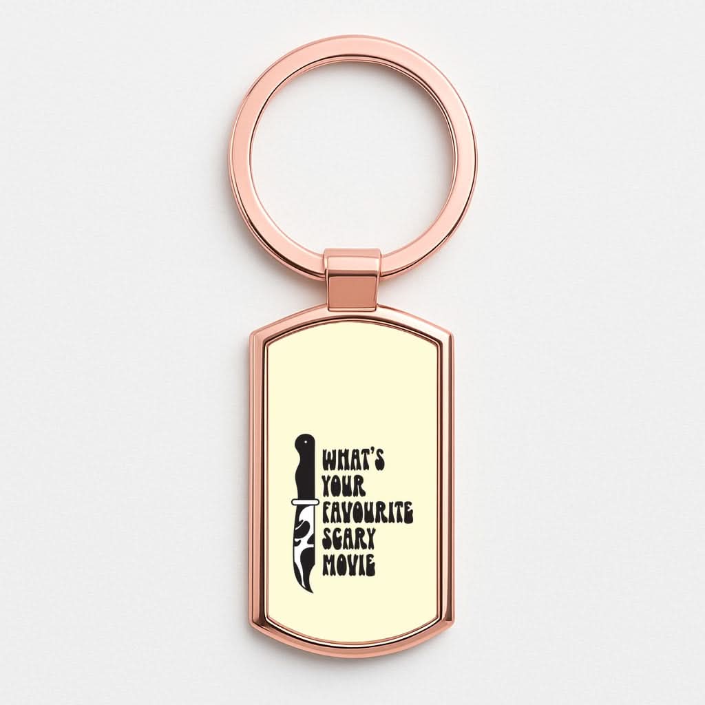 What's Your Favourite Scary Movie Trippy Rose Gold Keyring
