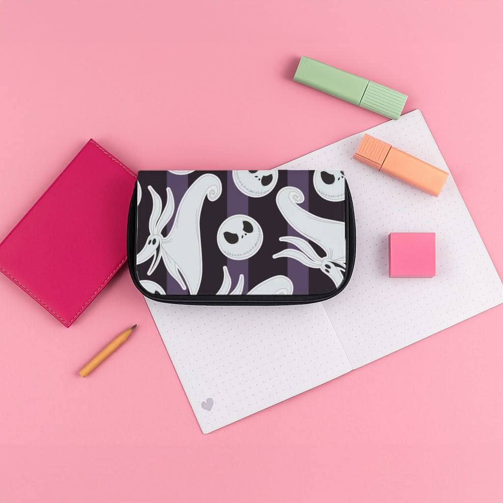 Skeleton Dog And Face Pattern Pencil Case
