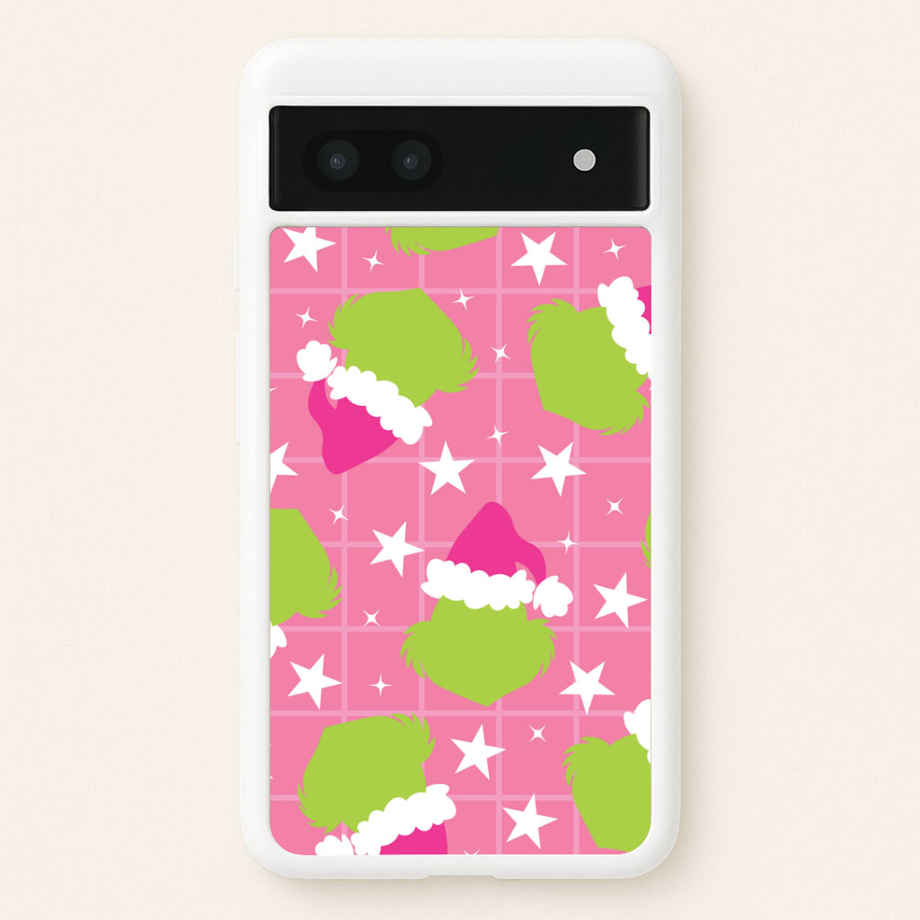 Pink Green Creature Xmas Pattern Google Pixel 6a Case