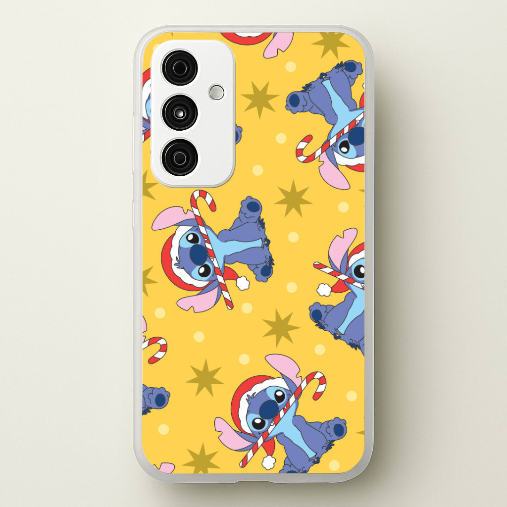Cute Blue Alien Candycane Christmas Pattern Galaxy A35 Case