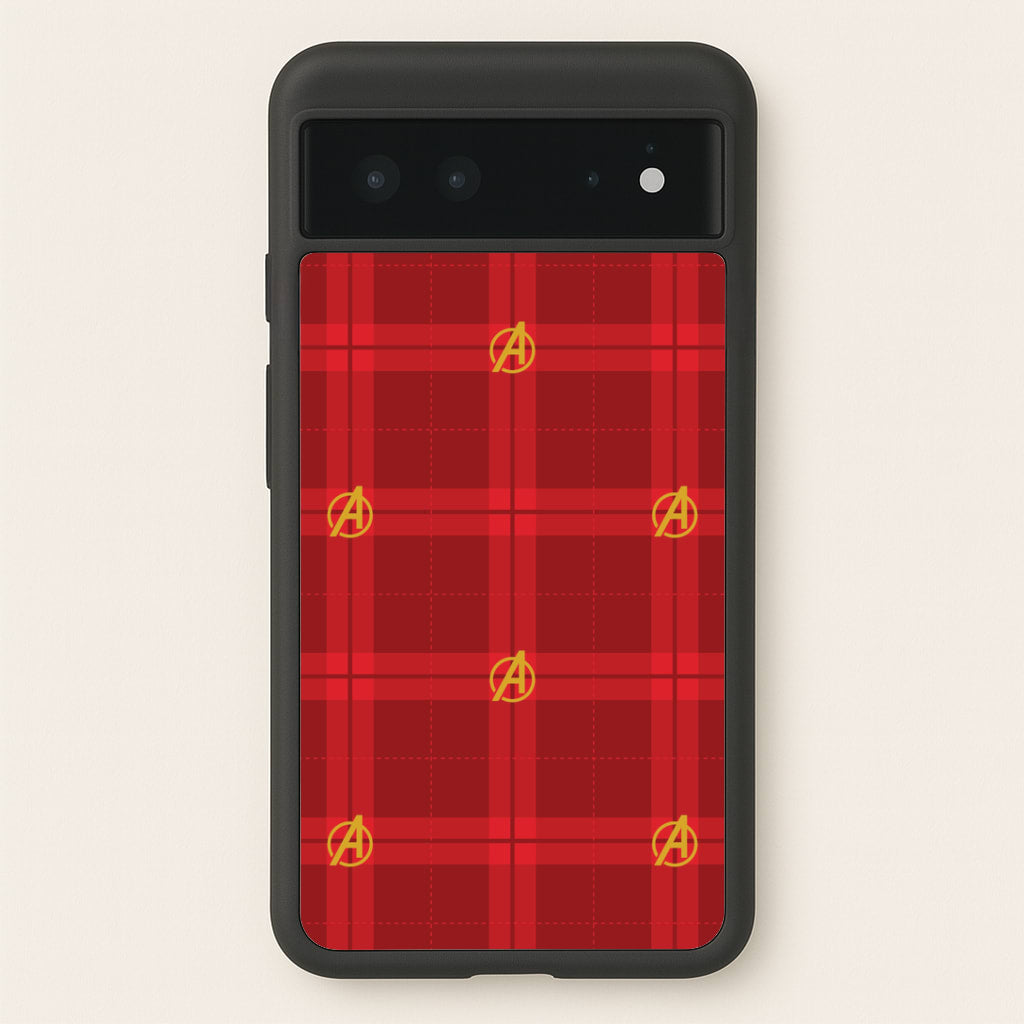 Superhero Team Red Tartan Pattern Google Pixel 6 Case