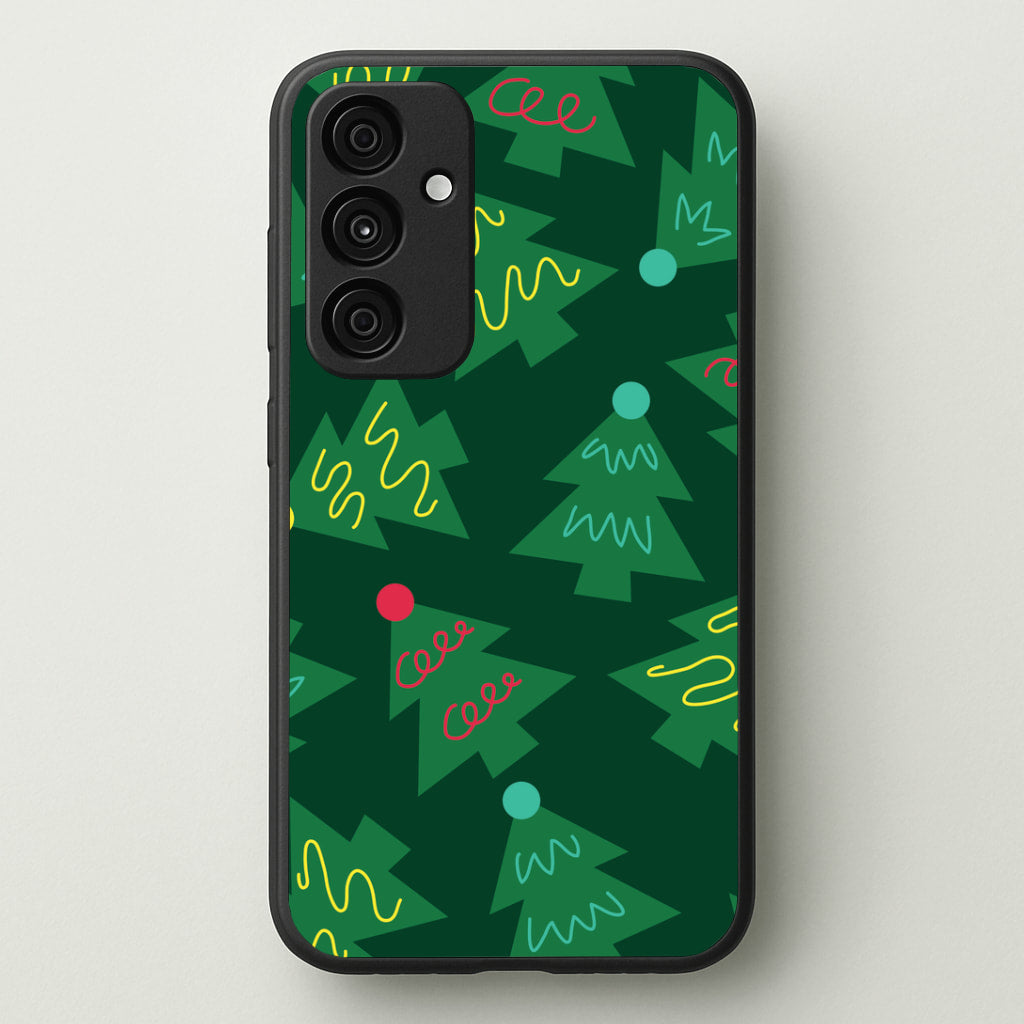 Abstract Christmas Trees Pattern Galaxy A55 Case