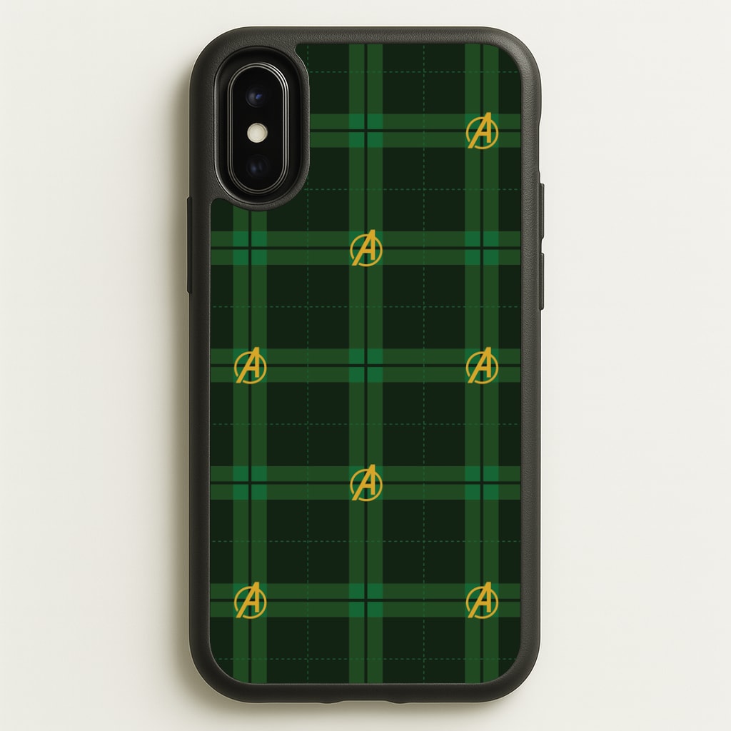 Superhero Team Green Tartan Pattern iPhone X / XS Case