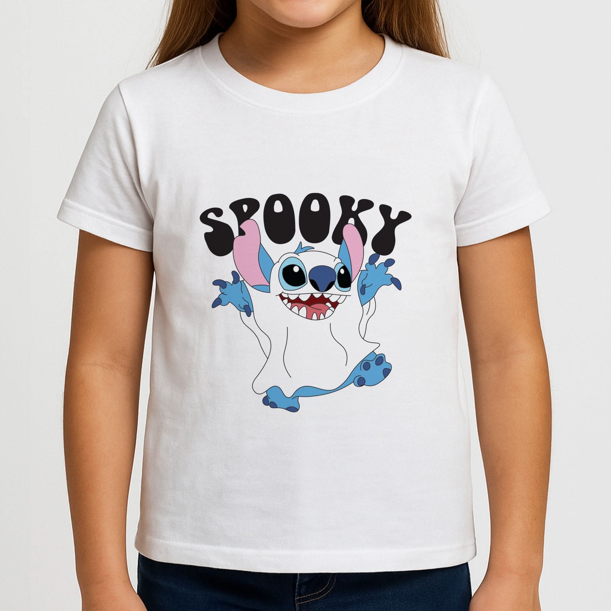 Spooky Cute Blue Alien Girls T-Shirt