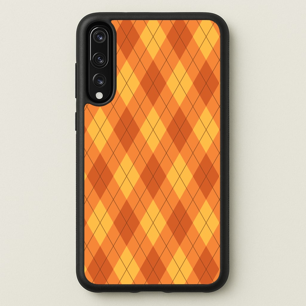 Orange Argyle Pattern Huawei P20 Pro Case