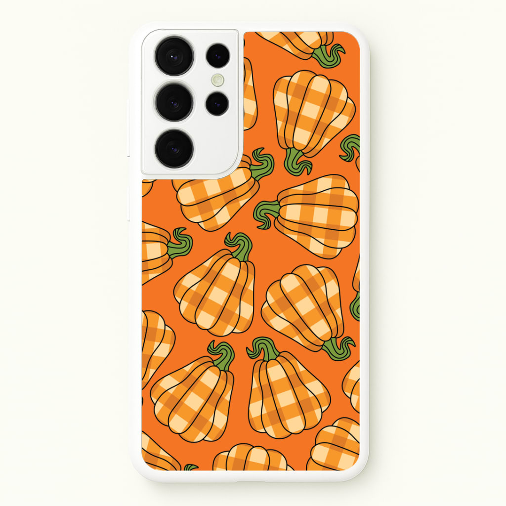 Tartan Pumpkins Pattern Galaxy S21 Ultra Case