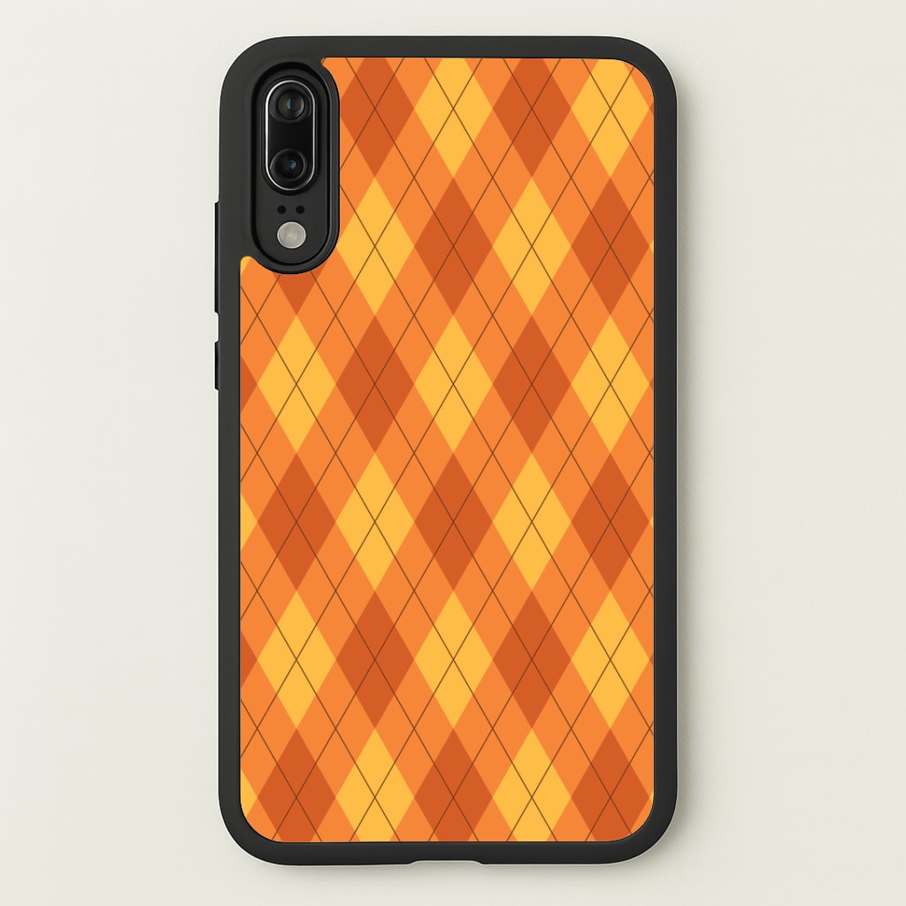 Orange Argyle Pattern Huawei P20 Case